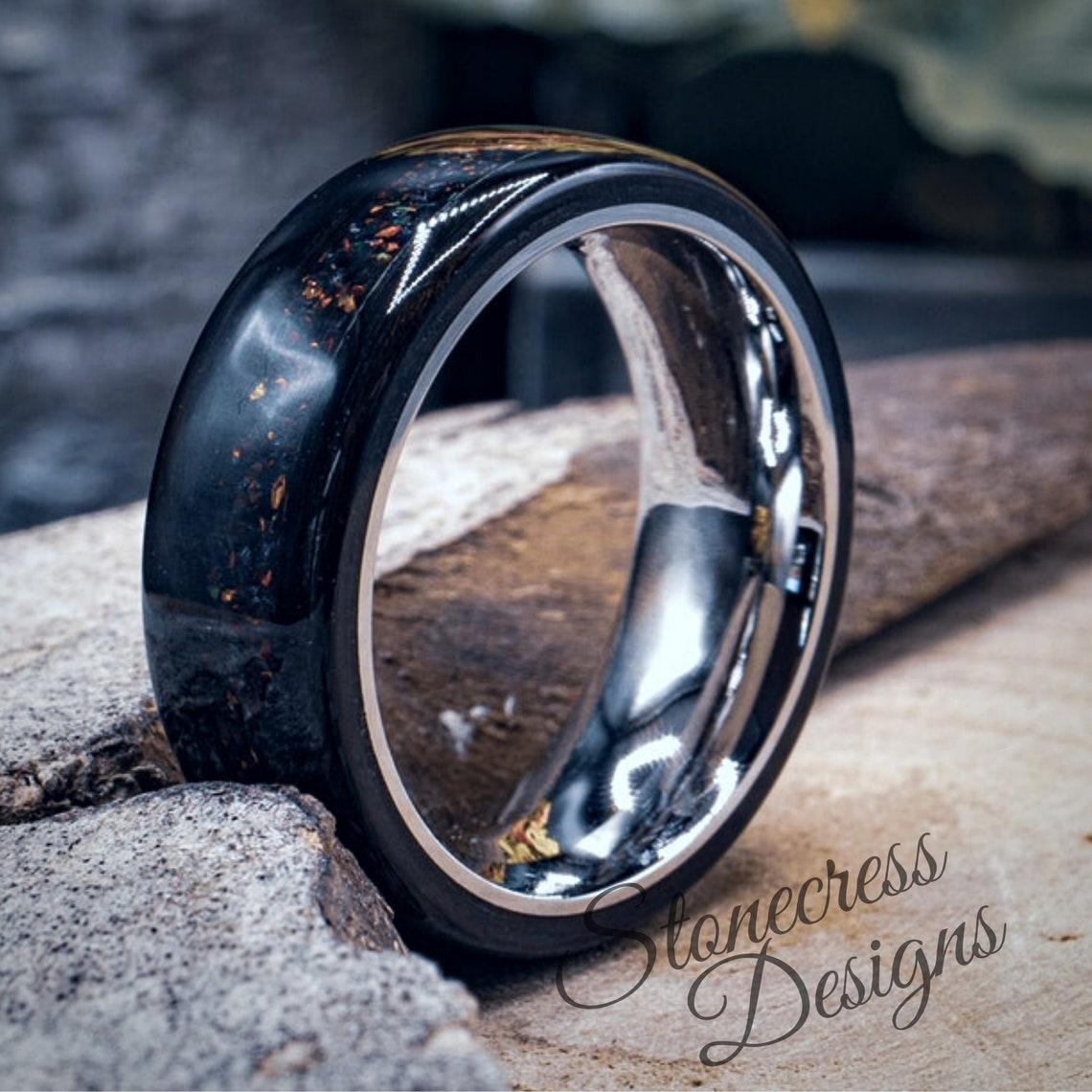Mens Wedding Band Lava Stone Engagement Ring or Alternative Etsy