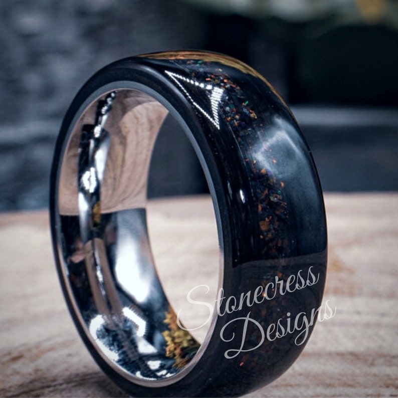 Mens Wedding Band Lava Stone Engagement Ring or Alternative Etsy