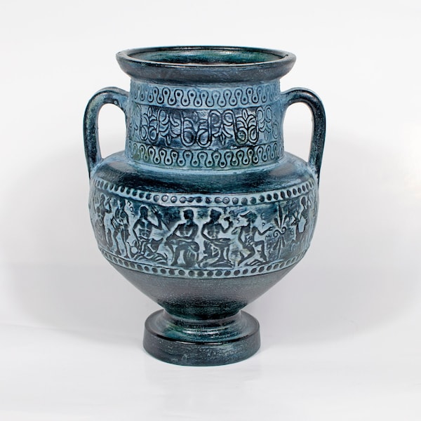 Τhe olympiens amphore décorative vase poterie ancienne douze grands dieux déesse bleu couleur
