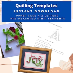 Paper quilling Lettering Templates, full alphabet and words, pre-measured strip lengths & instructions, easy to use for DIY gifts