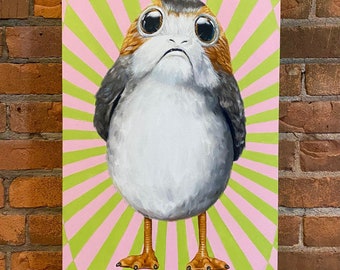 Porg, Oil Painting, Star Wars, Star Wars Art, Porg Art, Wall Art, Abstract, Trippy, Realism, Trippin' On Ahch-To