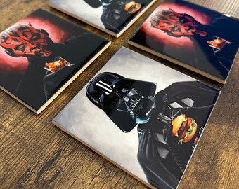 Coasters, Coaster Tiles, 4-Pack, Home and Living, Home Goods, Prints, Artsy Coasters, Oil Painting, Functional Art, Buffalo Bills, Star Wars