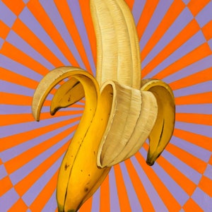 Banana, Banana Art, Oil Painting, Reproduction, Art Print, Giclee Print, Canvas Print, Kitchen Art, Abstract, Realism, Pop Art, Peelin&#39; Good