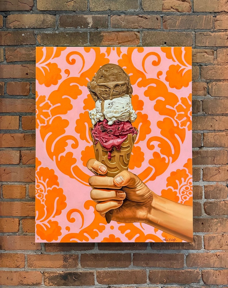Ice Cream Art Ice Cream Cone Ice Cream Painting Painting Etsy