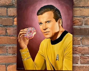 Captain Kirk, Star Trek, Sci Fi Art, Fan Art, Star Trek Art, Oil Painting, Donut, Sprinkles, Realism, Captain Sprinkles