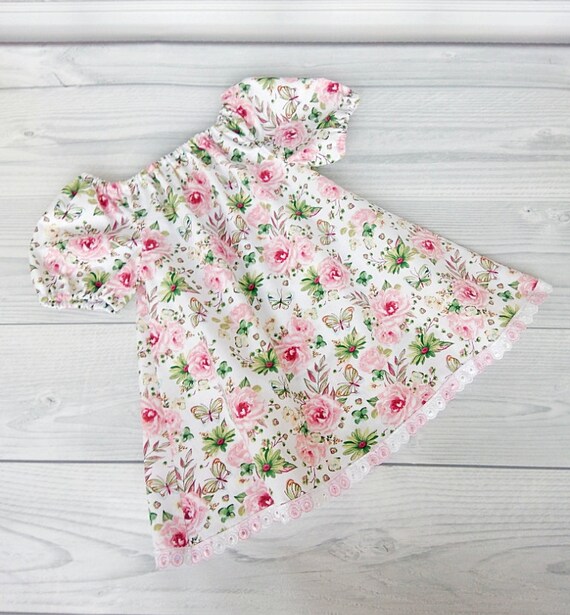 white dress with pink flowers