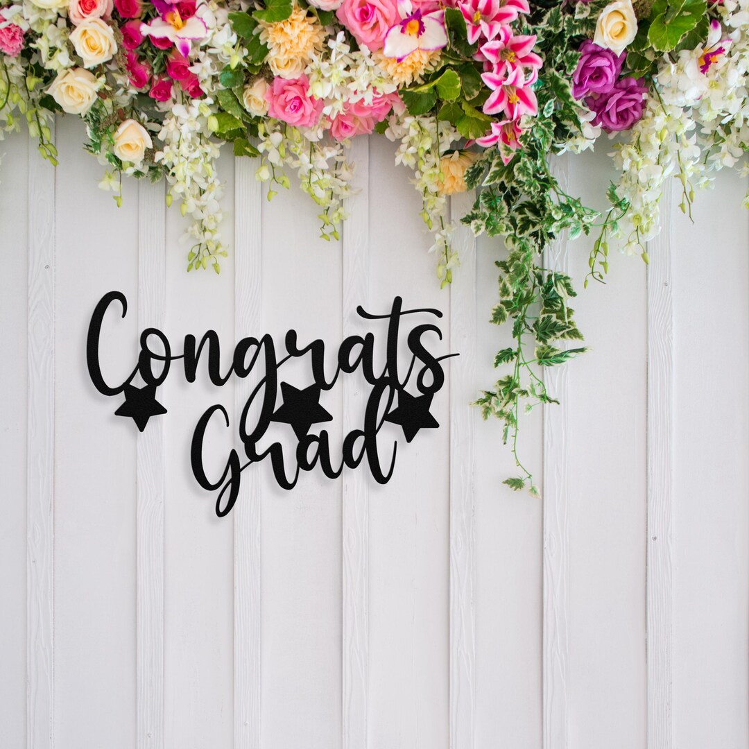 Congrats Grad Metal Sign Graduation Party Decor Senior Wall Art ...