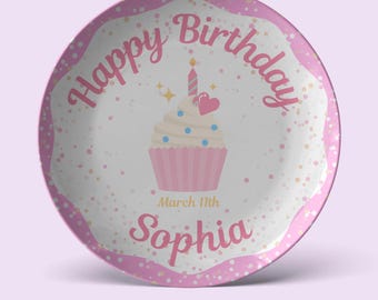 Personalized Happy Birthday Plate for boy Custom Name Birthday plate for girl, Children’s Party Photo Prop, Baby’s First Birthday Gift