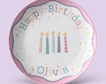 Personalized Happy Birthday Plate for girl birthday gift for child custom birthday cake plate keepsake for birthday tradition gift