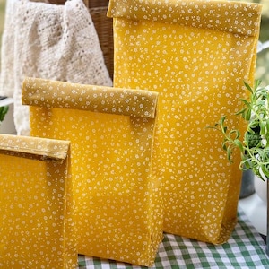 Reusable beeswax food bag - XL bread bag -  sourdough bread bag - travel food bag - mustard