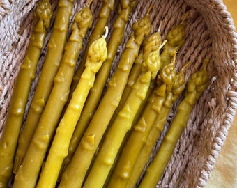 Vela de cera de abelha em formato de aspargo: velas em formato de vegetais, decoração exclusiva para casa, vela cônica para presente.