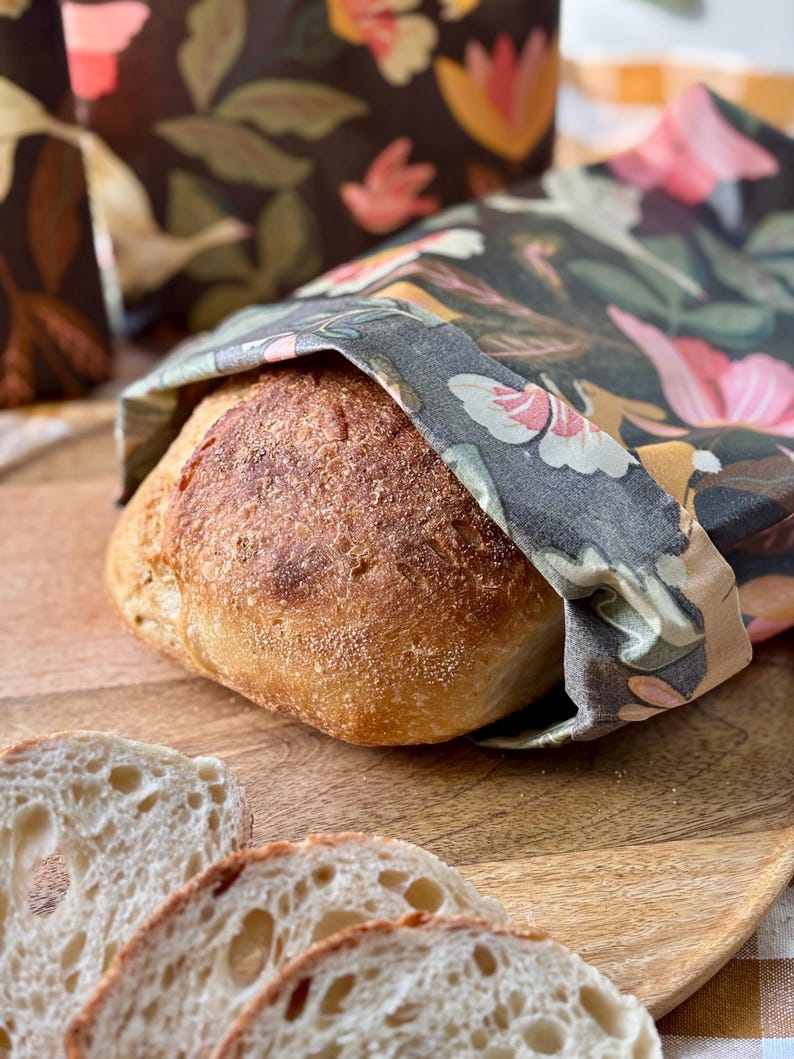 Beeswax bread bag, beeswax wrap, sourdough bread bag, linen bread bag, keeki bag, sac à pain, Brotbeutel, xl bread bag