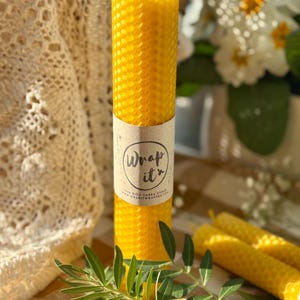 Natural organic beeswax candle - home decor hand-rolled home interior - Hostess housewarming gift idea