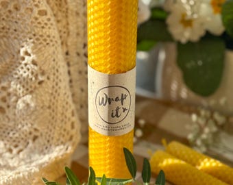 Hand-Rolled Beeswax Candle: Natural Home Decor, 8-inch