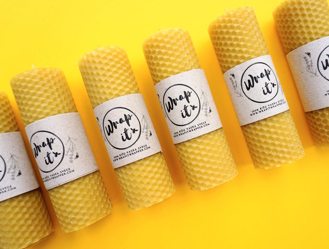 100 Natural Beeswax Pillar Candle Nontoxic Candle Etsy