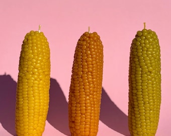 100% Natural Beeswax Corn pillar candle: Vegetable candle gift, Unique home decor