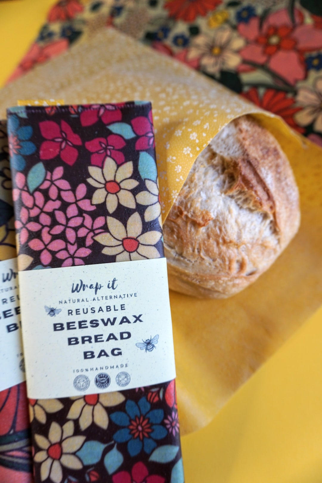 Reusable Beeswax Bread Bags (2 Pack), Beeswax Bags For