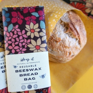 Beeswax bread bag - extra large bread wrap - reusable bread bag - bread storage - sourdough bread bag XL