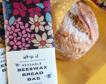 Beeswax bread bag - extra large bread wrap - reusable bread bag - bread storage