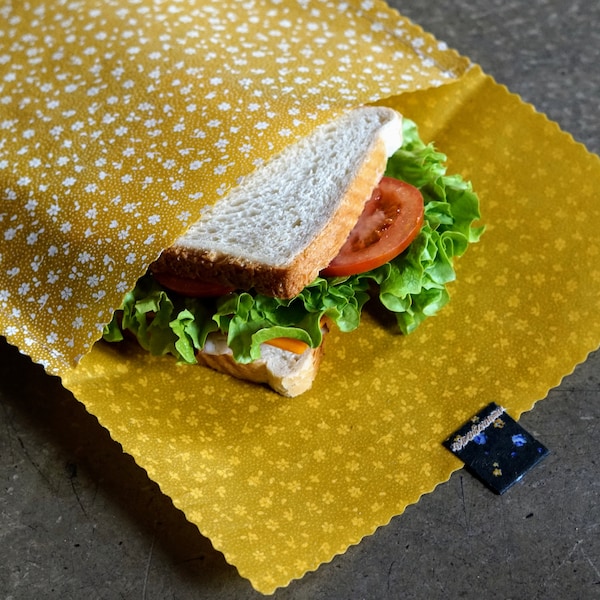 Borsa riutilizzabile per sandwich e snack in cera d'api - Borsa per il pranzo - WrapitWrapper