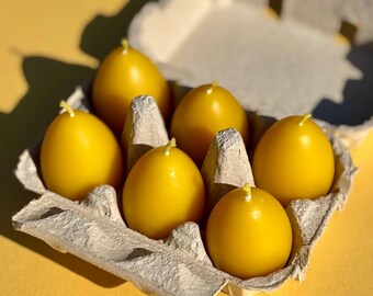 Natural Beeswax Egg candle set: 6 candles, home decor, easter gift
