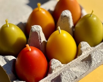 Colorful Beeswax Easter Egg candle set: 6 candles, home decor, easter gift