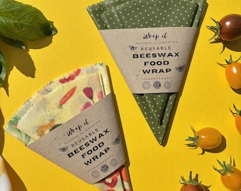 Round Beeswax Food Wrap Set: Organic Reusable Wraps