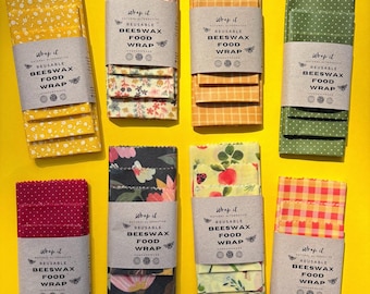 Kit inicial para embrulhar alimentos em cera de abelha - Conjunto com 3 unidades - WrapitWrapper