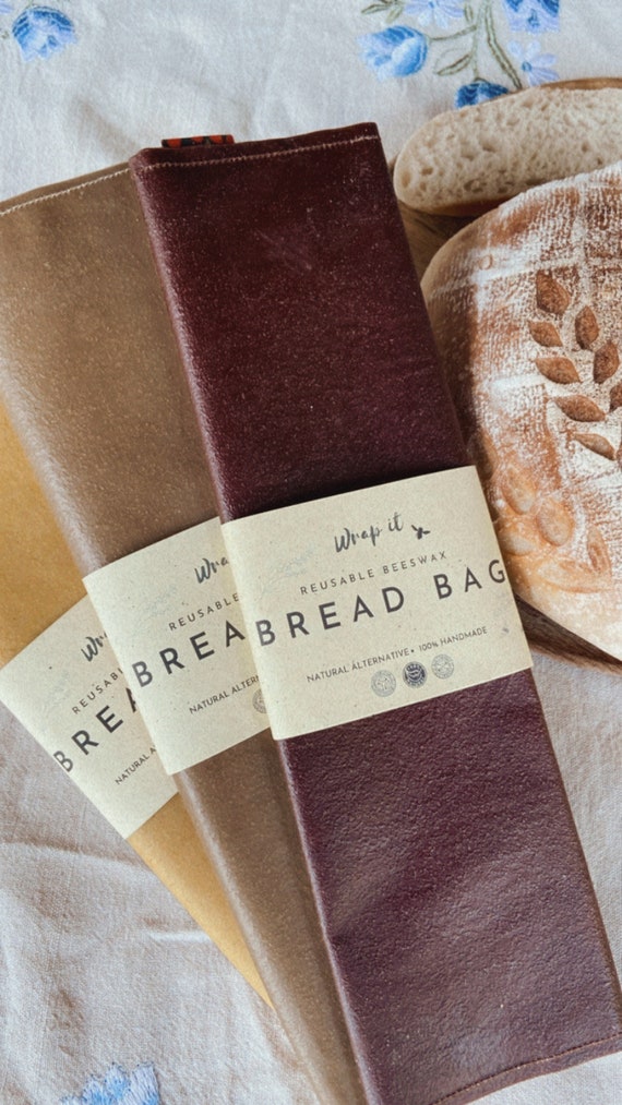 Beeswax bread bag - extra large bread wrap - reusable bread bag - bread storage - Earth collection
