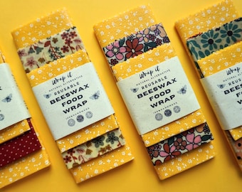 Beeswax food wrap starter pack - Set of 3 wraps - WrapitWrapper