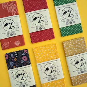 Cadeauset voor voedselverpakkingen bijenwas: milieuvriendelijke herbruikbare wraps