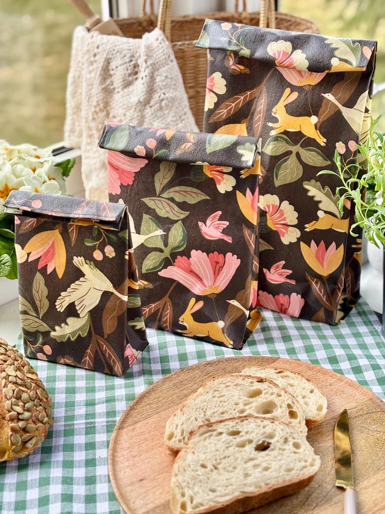 Beeswax bread bag, beeswax wrap, sourdough bread bag, linen bread bag, keeki bag, sac à pain, Brotbeutel, xl bread bag, food bag