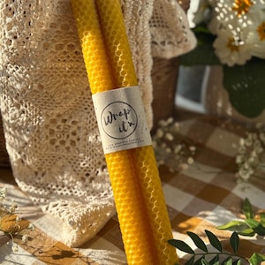 Organic beeswax taper candle set - 2 x 26 cm x 2 cm