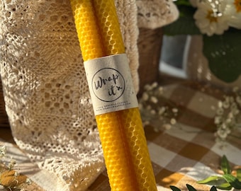 Organic Beeswax Taper Candle Set: Handmade in Latvia