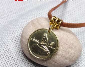 Little Mermaid Coin Pendant: Vintage Copenhagen Token Necklace