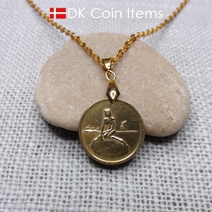 Denemarken ketting kleine zeemeermin - vintage Kopenhagen-penning 1966-1967 - beeldhouwwerk kleine zeemeermin - Deens sprookjessouvenir.
