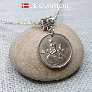 Denemarken ketting kleine zeemeermin - vintage Kopenhagen-penning 1966-1967 - beeldhouwkunst kleine zeemeermin - Deens sprookjessouvenir.