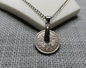 Danish 1 Krone Coin Necklace: M Monograms - Crowns - Hearts