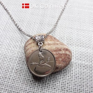 Denemarken ketting kleine zeemeermin - vintage Kopenhagen-penning 1966-1967 - beeldhouwwerk kleine zeemeermin - Deens sprookjessouvenir.