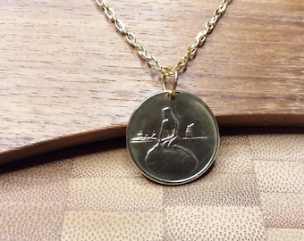 Danish Little Mermaid Coin Pendant Necklace – Copenhagen Fare Token, 1966-1967
