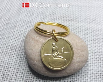 Little Mermaid Coin Keychain - Vintage Danish Souvenir - 1966-1967 Copenhagen Fare Token