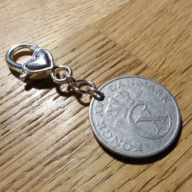 C initial 80 year 5 ore from Denmark Genuine vintage coin 1941 coin pendant charm Purse charm Authentic crown coin 80th birthday gift.