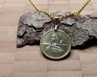 Denmark Little Mermaid Coin Necklace – Copenhagen 1966 Token Pendant