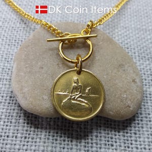 Denemarken ketting kleine zeemeermin - vintage Kopenhagen-penning 1966-1967 - beeldhouwwerk kleine zeemeermin - Deens sprookjessouvenir.