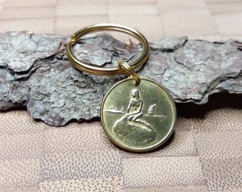 Danish Little Mermaid Coin Keychain - Copenhagen Fare Token, 1966-1967