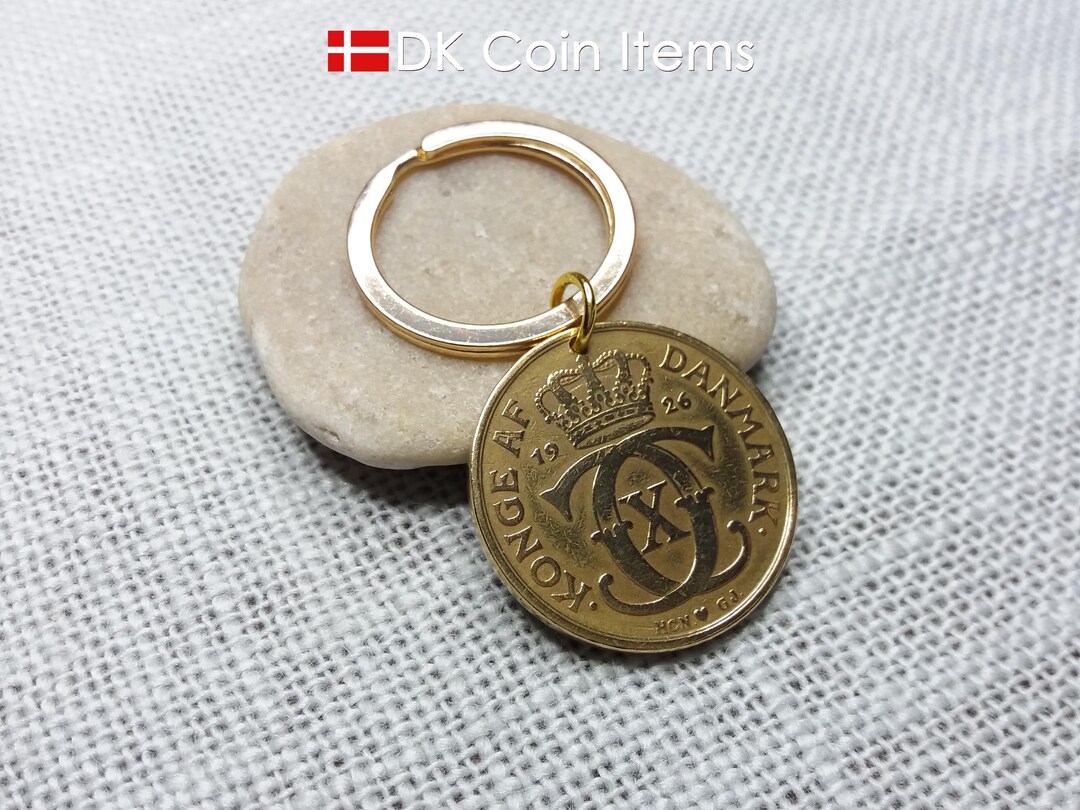 98 Year Old Crown C-initial Coin Keychain With Golden 2 Kroner 1926 ...