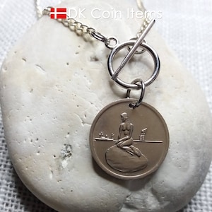 Denemarken ketting kleine zeemeermin - vintage Kopenhagen-penning 1966-1967 - beeldhouwwerk kleine zeemeermin - Deens sprookjessouvenir.