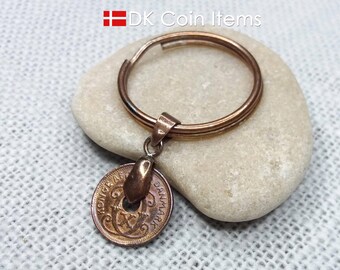 1939 Danish Coin Keychain: Crown C-Monogram, Vintage Souvenir