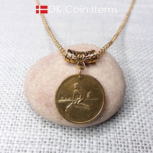 Denemarken zeemeerminketting - Het Deense standbeeld van de kleine zeemeermin - Kopenhagen vintage token. Inclusief ketting