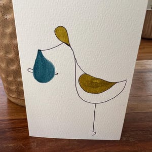 Handmade Watercolor Stork Card, Baby Boy Announcement
